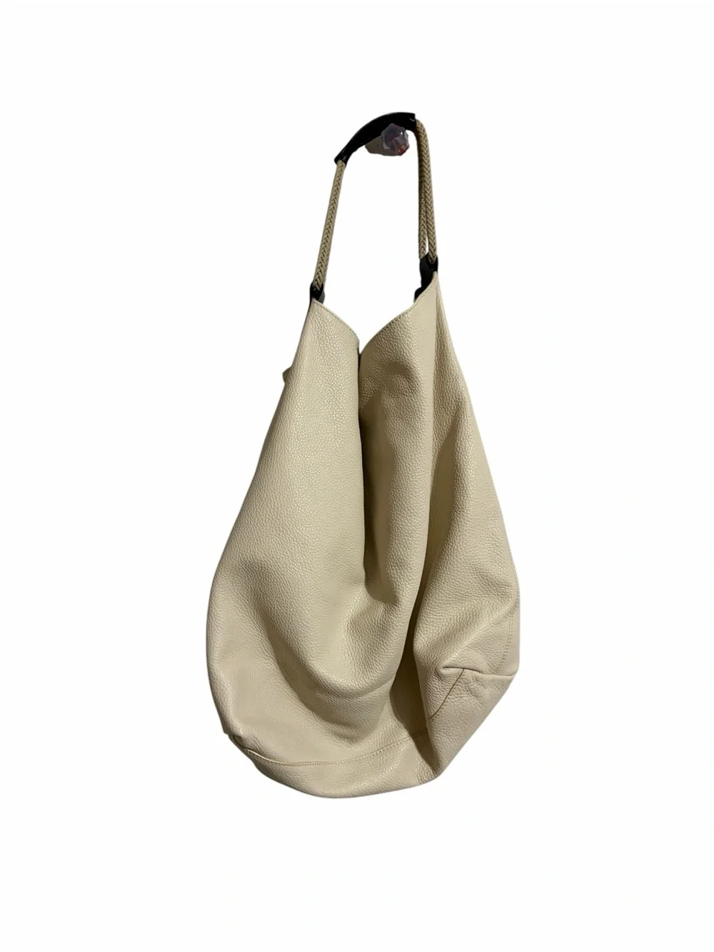 Hobbs Cream Pebbled Leather Hobo Shoulder Bag Large Slouchy Tote Large Boho